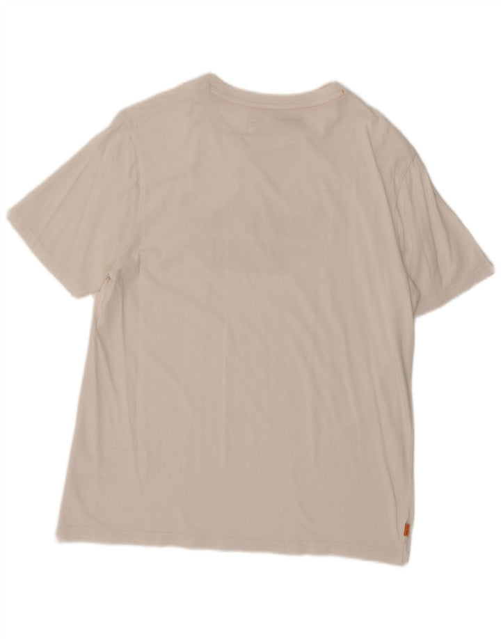 Timberland Mens Graphic T-Shirt Top Medium White Cotton