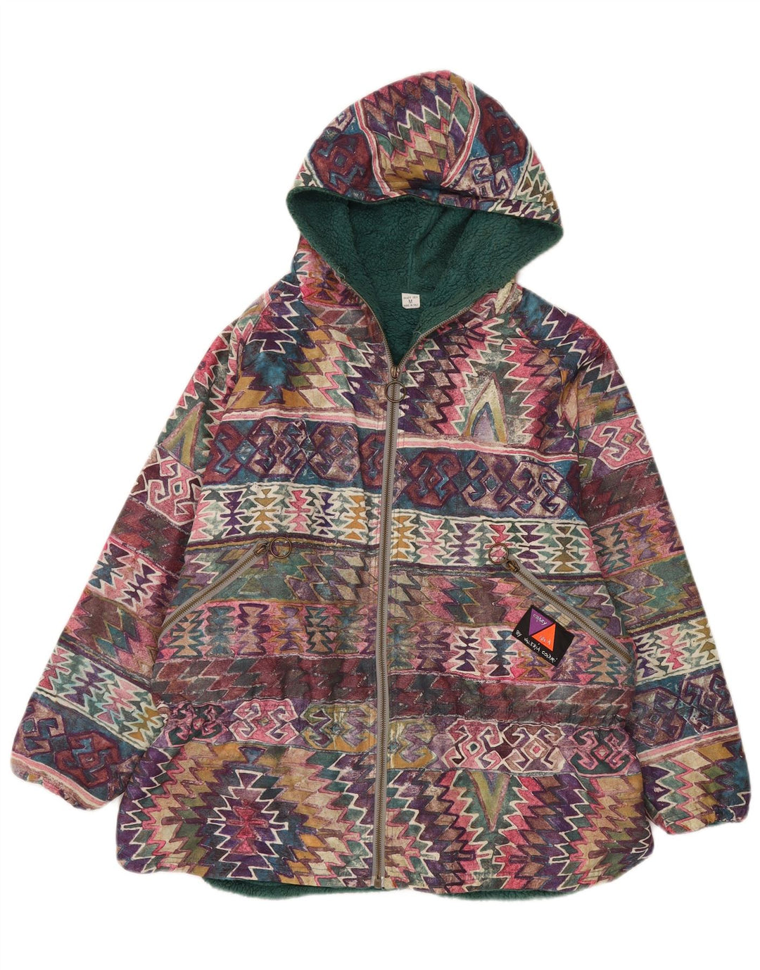 Crazy Idea Womens Hooded Windbreaker Jacket UK 14 Medium Multicoloured