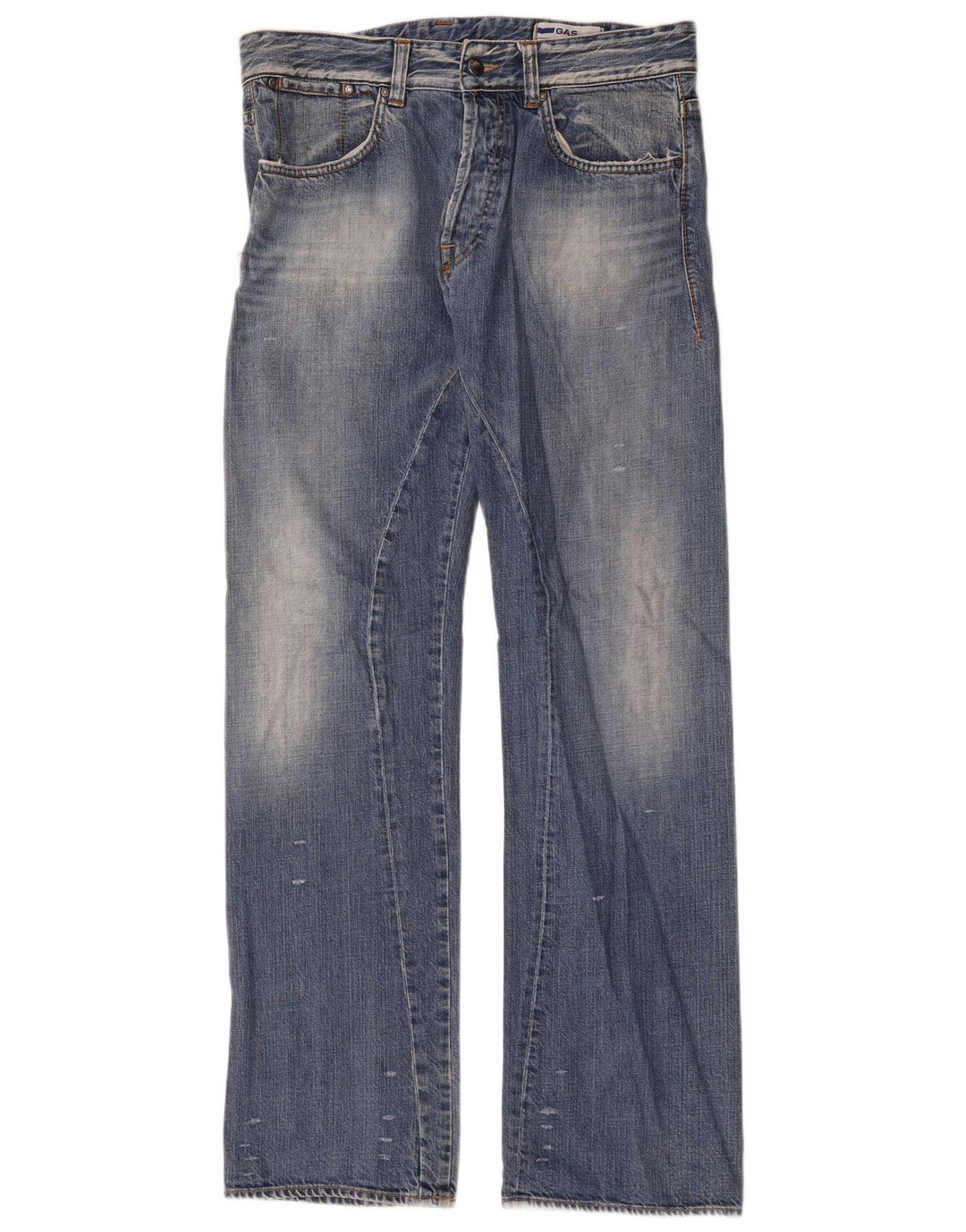 Gas Mens Straight Jeans W34 L34 Blue Cotton