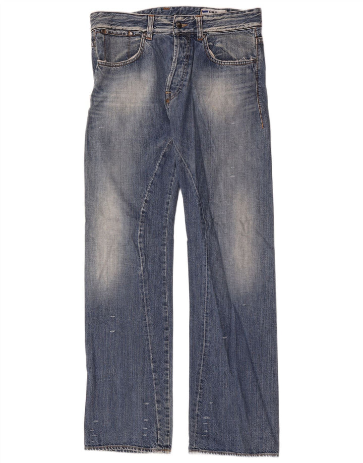 Gas Mens Straight Jeans W34 L34 Blue Cotton