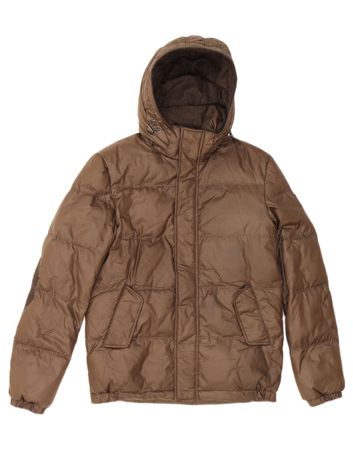 Guess Mens Hooded Padded Jacket UK 34 XS Brown Polyester
