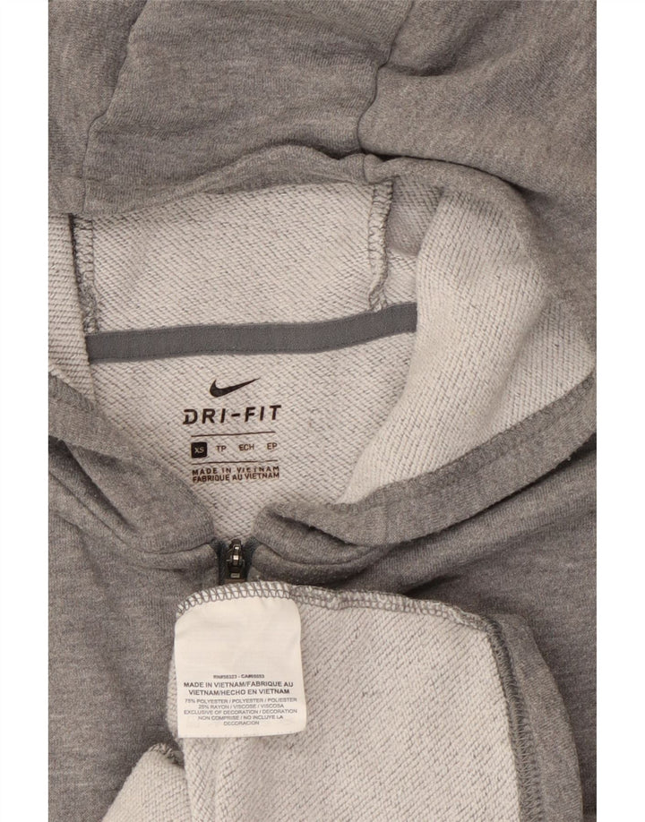 Nike Womens Zip Hoodie Sweater UK 6 XS Grey Polyester