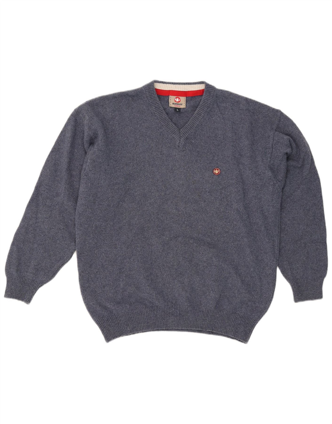 Murphy & Nye Herre V-hals sweater Stor blå uld
