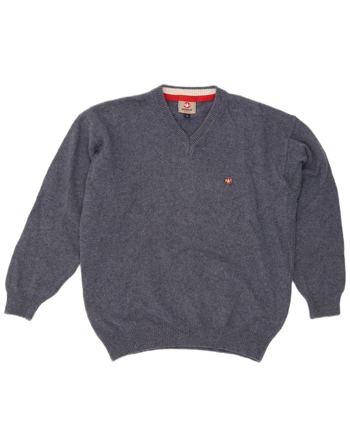 Murphy & Nye Herre V-hals sweater Stor blå uld