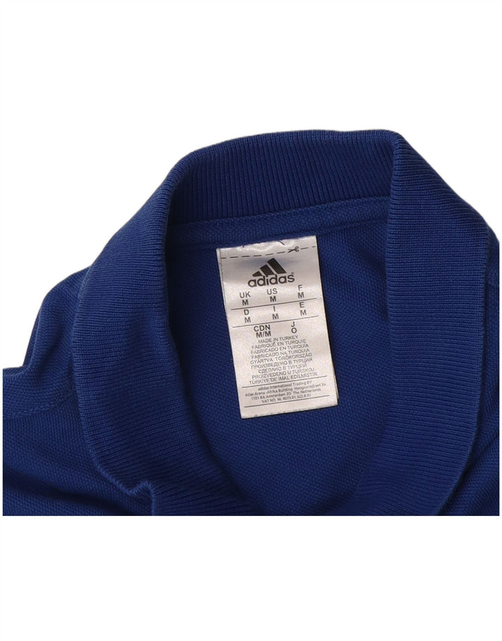 Adidas Mens Graphic Polo Shirt Medium Blue Cotton