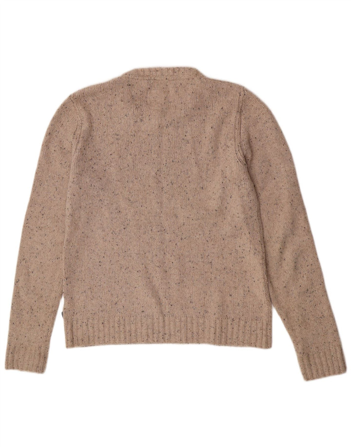 Fat Face Pull Col Ras du Cou Homme Beige Moyen Moucheté Coton
