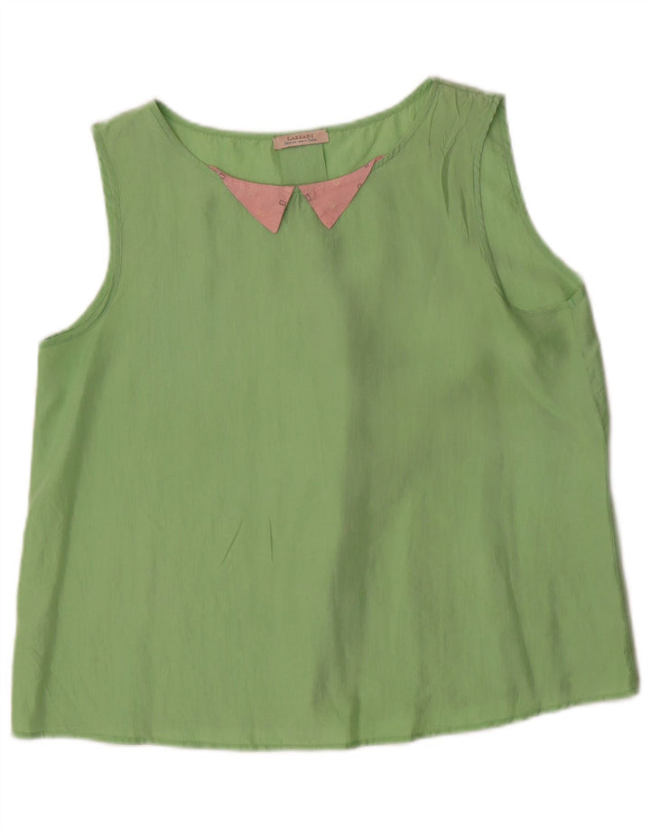 Blusa Smanicata Donna Lazzari Top IT 44 Seta Verde Medio