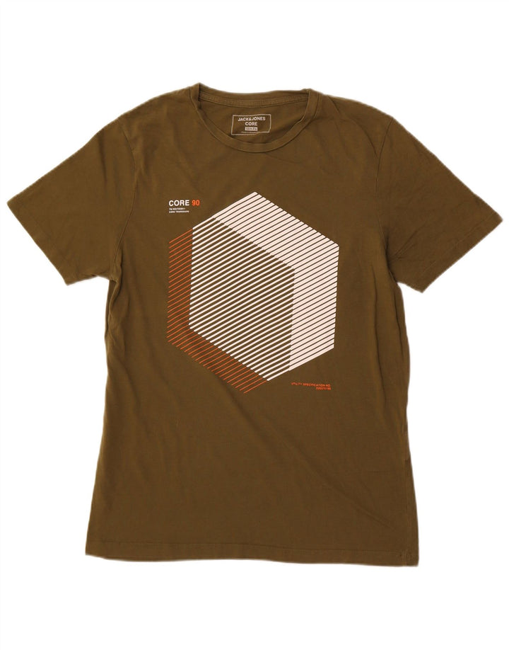 Jack & Jones Mens Slim Fit Graphic T-Shirt Top Medium Khaki