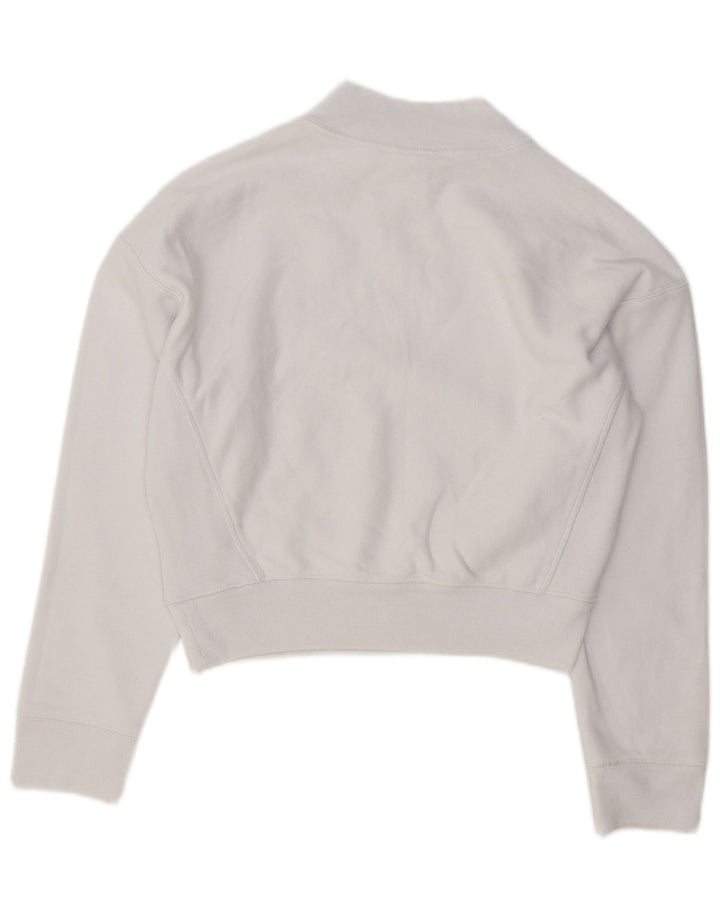 Champion Womens Crop Sweatshirt Jumper UK 14 Medium White Cotton