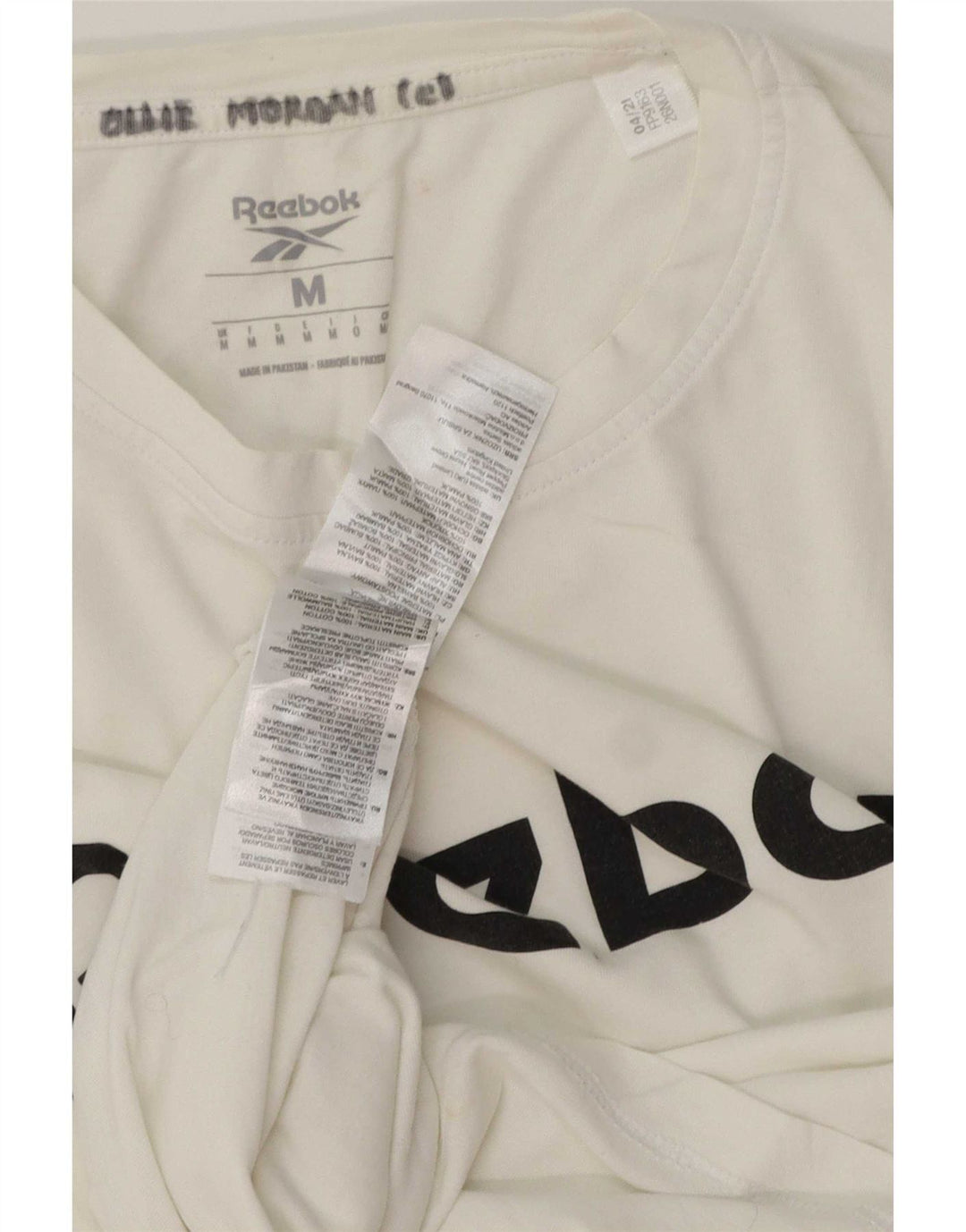 Reebok Camiseta gráfica para hombre Top Medium White Cotton
