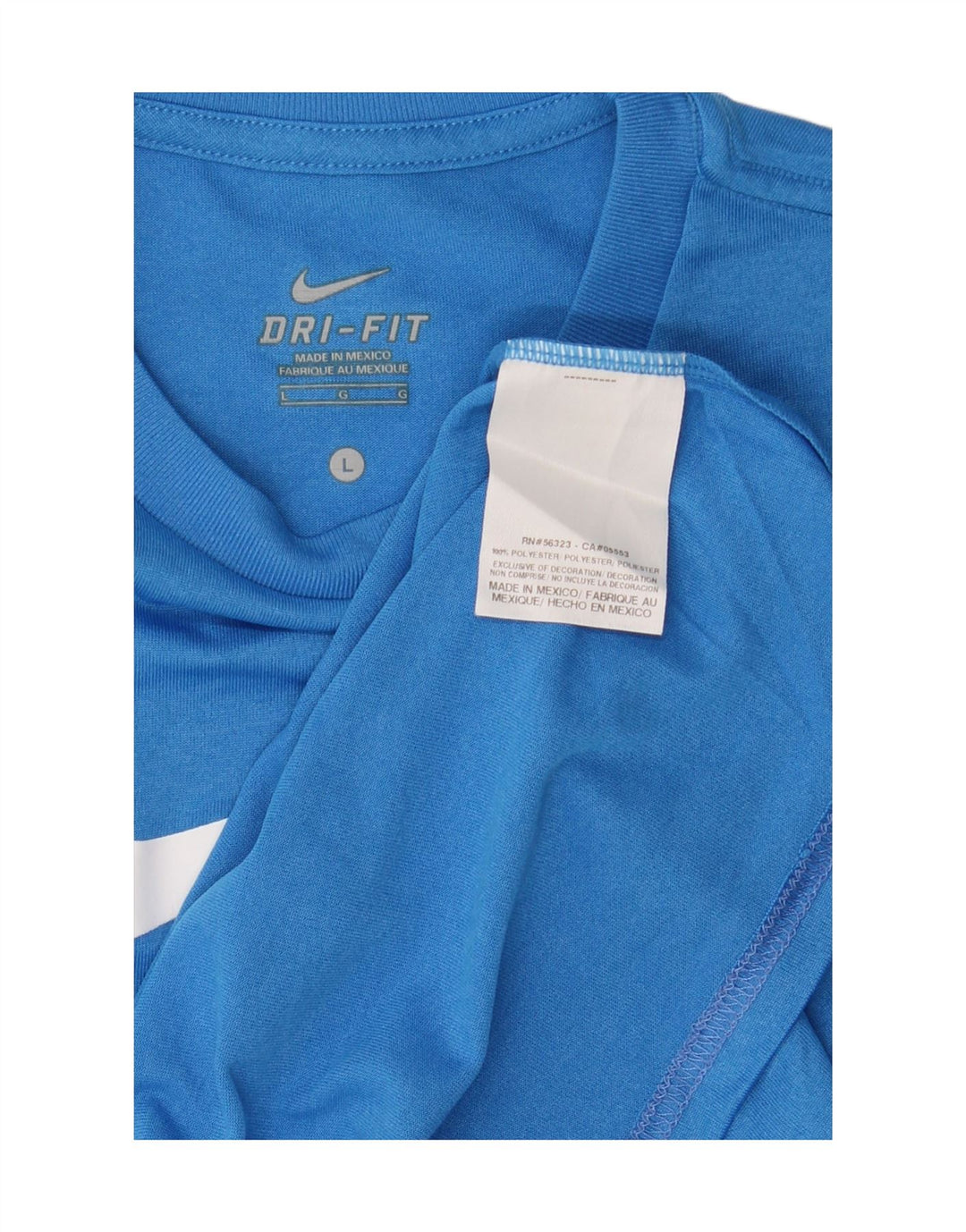 Nike Womens Dri Fit Graphic T-Shirt Top UK 14 Large Blue Polyester