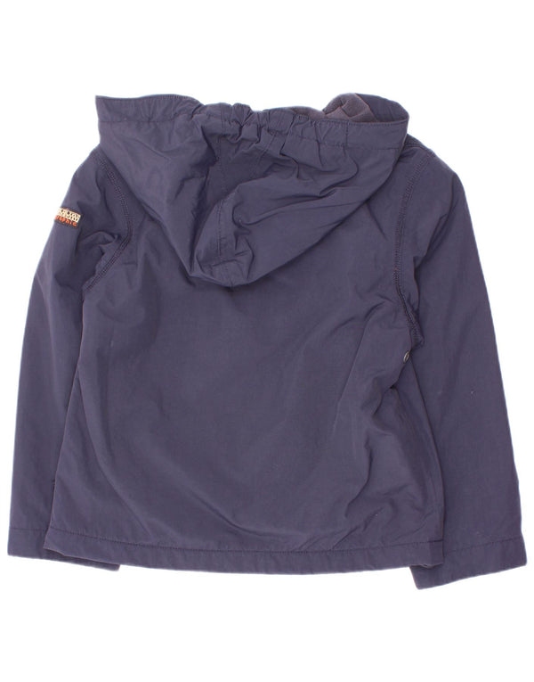Napapijri Boys Graphic Hooded Anorak Jacket 5-6 Years Navy Blue Polyamide