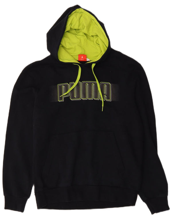 Мужской джемпер с капюшоном Puma темно-синий, хлопковый, с рисунком