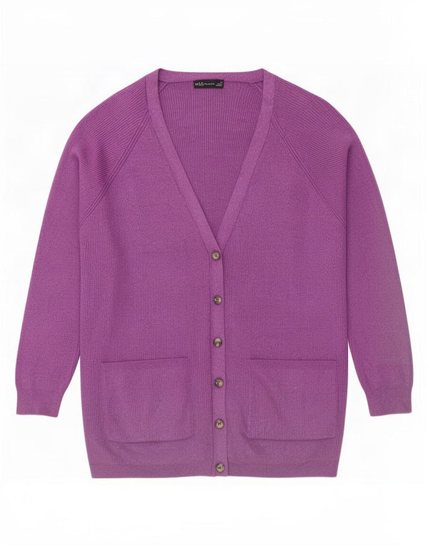Marks & Spencer Damen Strickjacke UK 18 XL Lila gefleckte Viskose