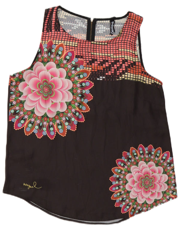 Desigual Womens Sleeveless Blouse Top UK 16 Large Black Floral