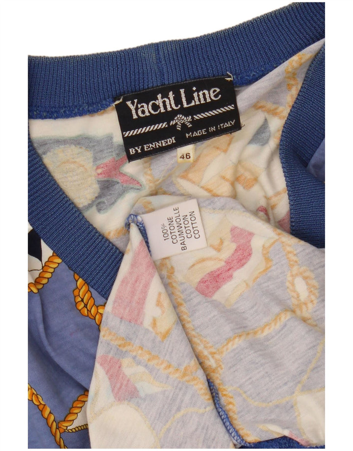 Ennedi Womens Abstract Pattern Short Sleeve Cardigan Top IT 46 Large Blue
