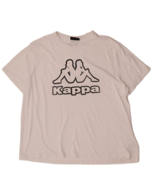 Kappa Herre Grafisk T-Shirt Top 4XL Hvid Bomuld