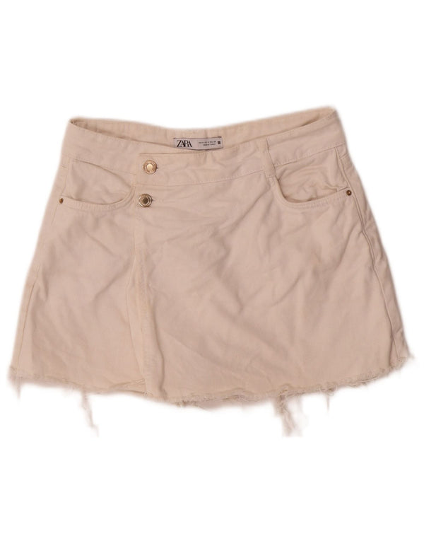 Zara Damen-Jeansshorts, Größe S, Größe W26, weiße Baumwolle