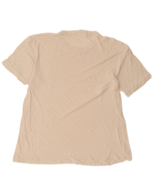 Zara Mens T-Shirt Top Medium Beige Linen