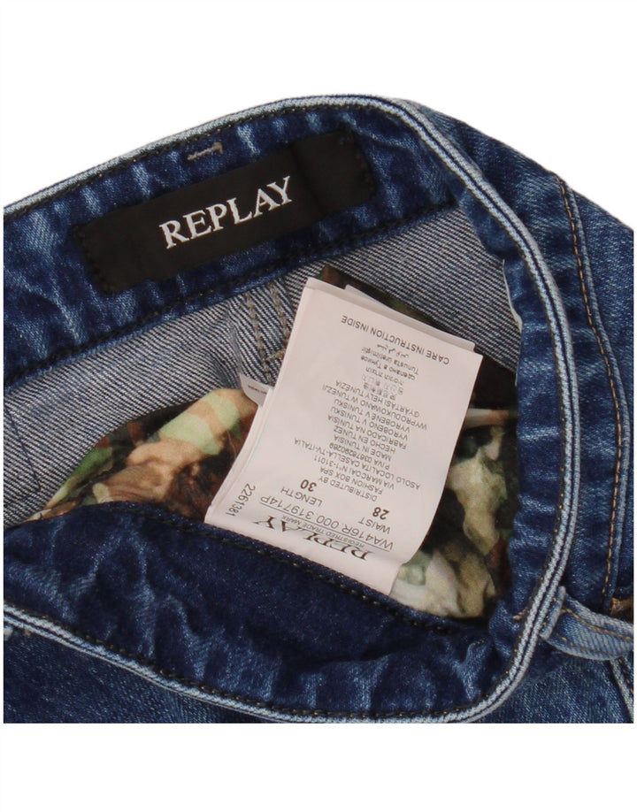 REPLAY Womens Distressed Slim Jeans W28 L30  Blue Cotton