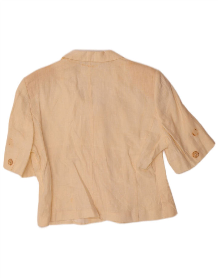 Gianfrediani Dame Kortærmet 4-knaps Blazer Jacket UK 16 Large Beige