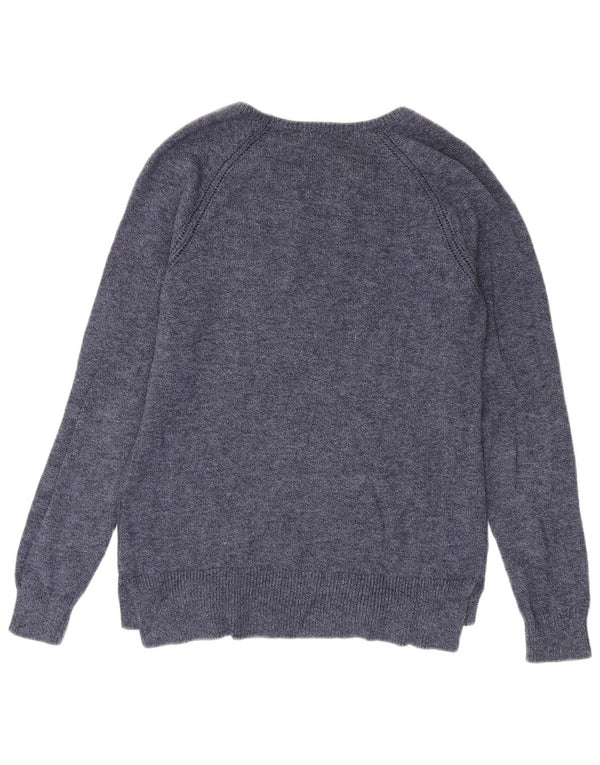 L.L.Bean Mens Boat Neck Jumper Sweater Small Navy Blue Flecked Cotton