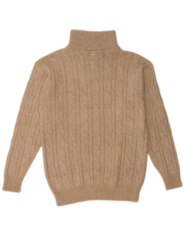 GIANI FEROTI Maglione da uomo con zip e collo grande in lana beige
