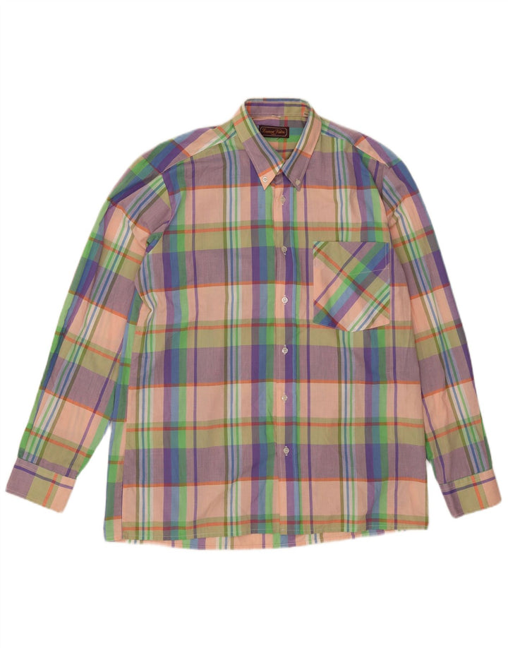 Vintage Mens Checked  Shirt Medium Multicoloured Check Polyester