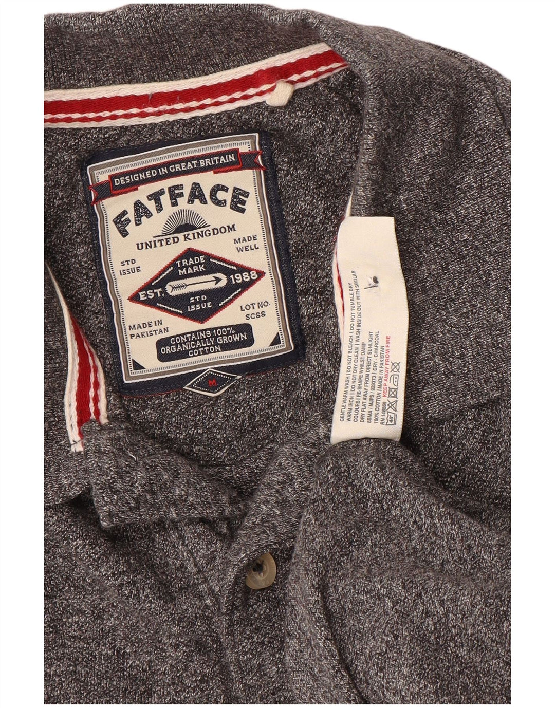 Fat Face Mens Polo Shirt Medium Grey Flecked Cotton