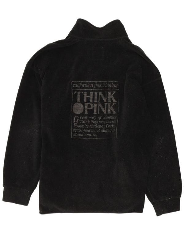 Think Pink Mens Graphic Zip Fleece Jumper με μεγάλο μαύρο πολυεστέρα