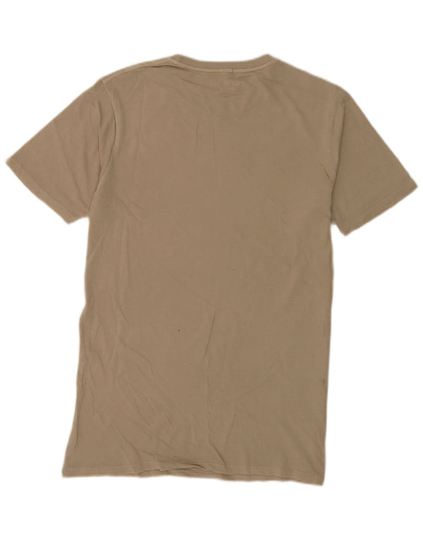 T-shirt męski w stylu vintage, duży, beżowy, bawełniany