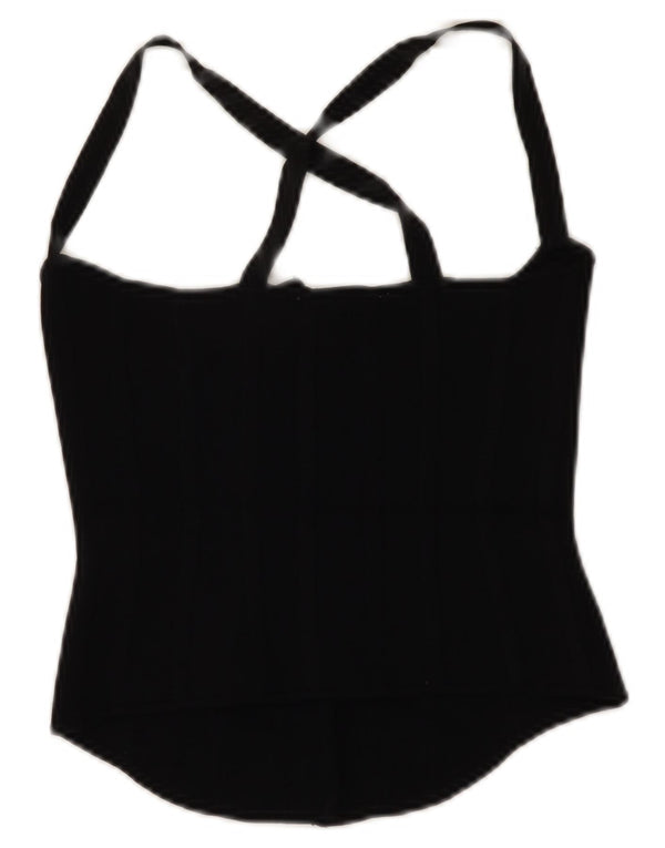 Zara Mujer Crop Top UK 8 Small Viscosa Negra