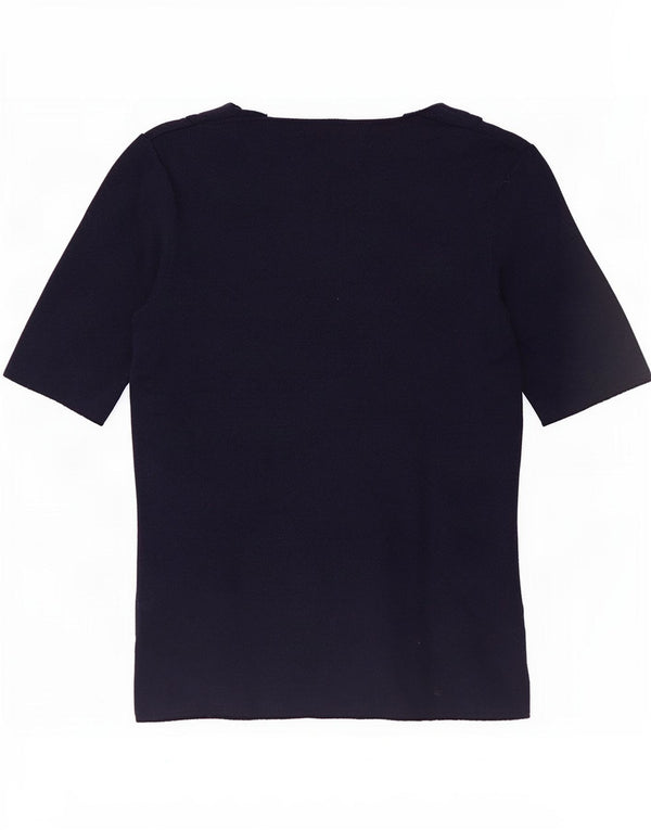 T-shirt corta da donna Marks & Spencer UK 10 piccola in viscosa blu navy