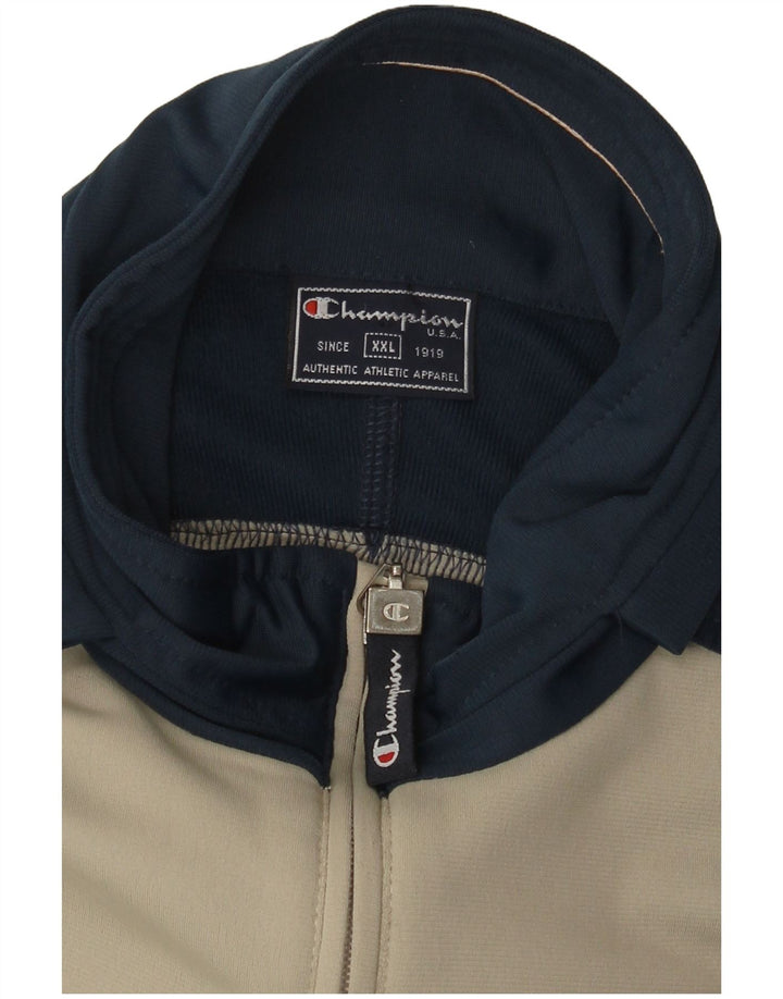 Champion Mens Tracksuit Top Jacket 2XL Beige Colourblock