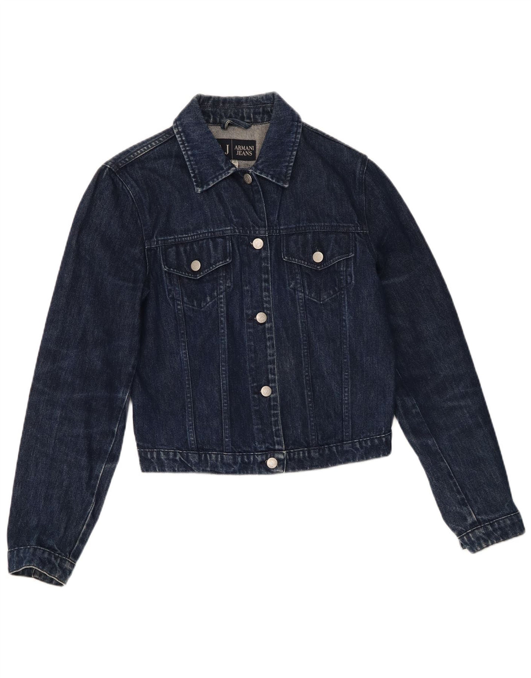 ARMANI JEANS Womens Crop Denim Jacket UK 14 Medium  Navy Blue Cotton