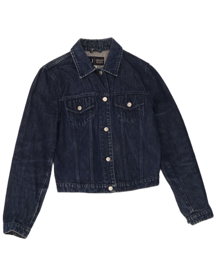 ARMANI JEANS Womens Crop Denim Jacket UK 14 Medium  Navy Blue Cotton