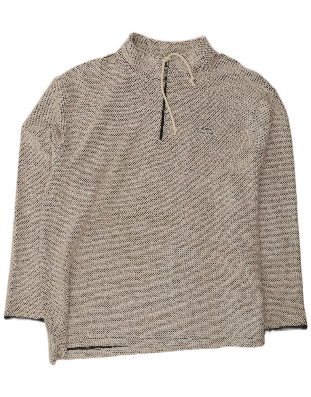 Weird Fish Mens Zip Neck Sweatshirt Jumper Medium Off White Flecked Cotton