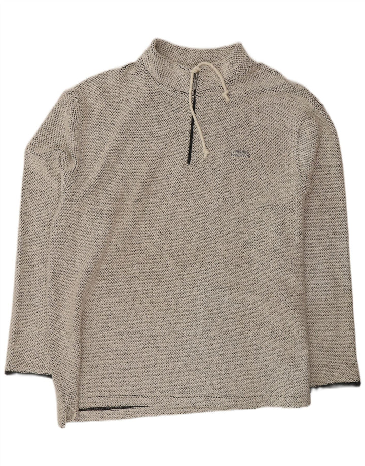Weird Fish Mens Zip Neck Sweatshirt Jumper Medium Off White Flecked Cotton