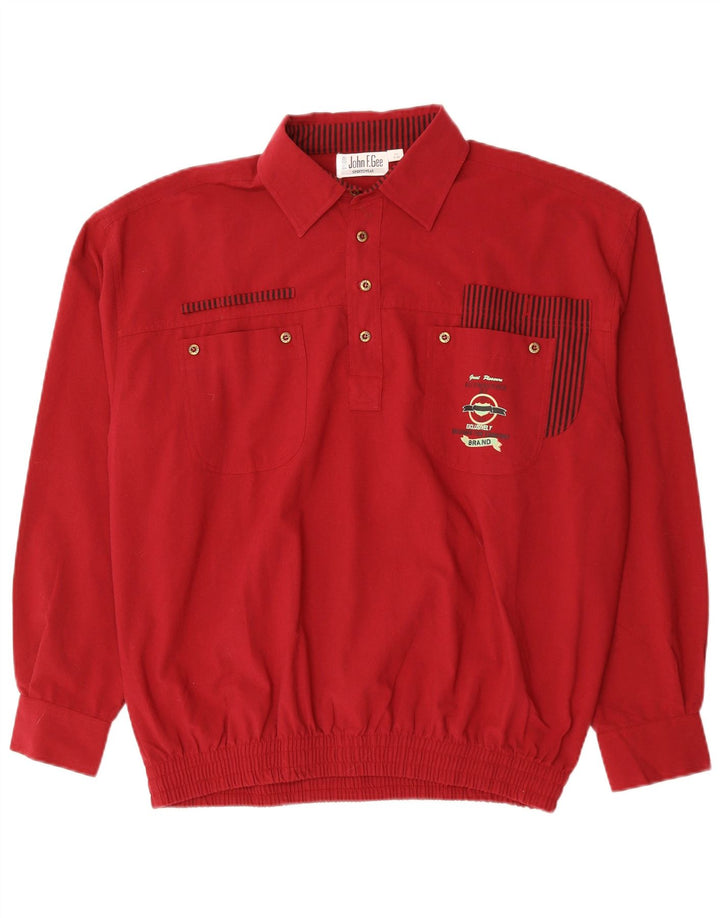 JOHN F GEE Mens Pullover Shirt Size 41/42 Large Red Polyester