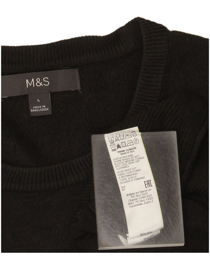 Marks & Spencer Mens Crew Neck Jumper Sweater Large Black Acrylic