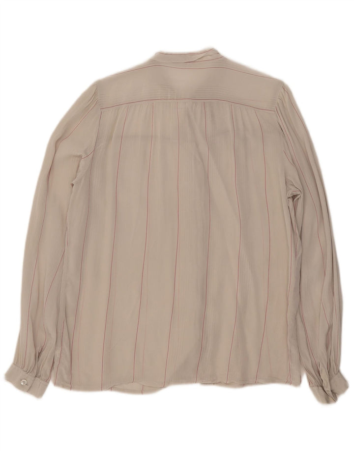 Mario Pucci Cecconi Womens Front Tie Shirt Blouse IT 46 Large Beige Striped