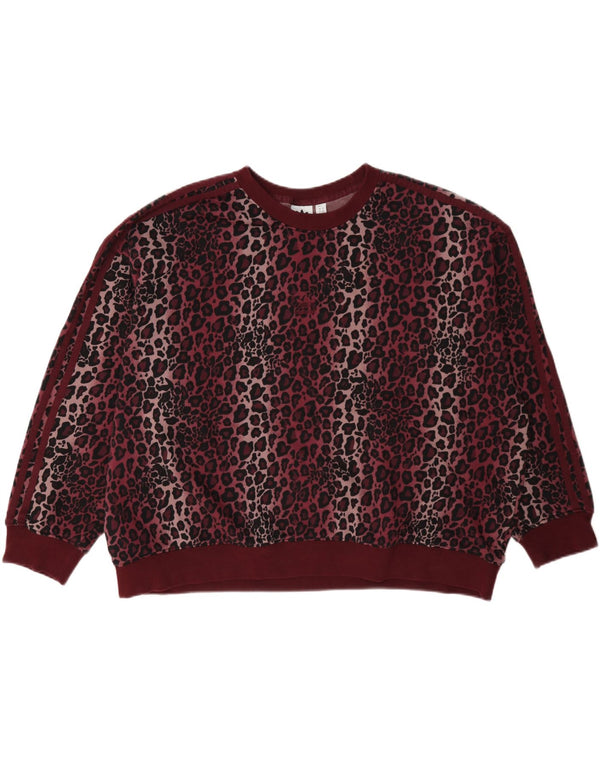 Pulover adidas supradimensionat pentru femei UK 22 3XL Burgundy Animal Print