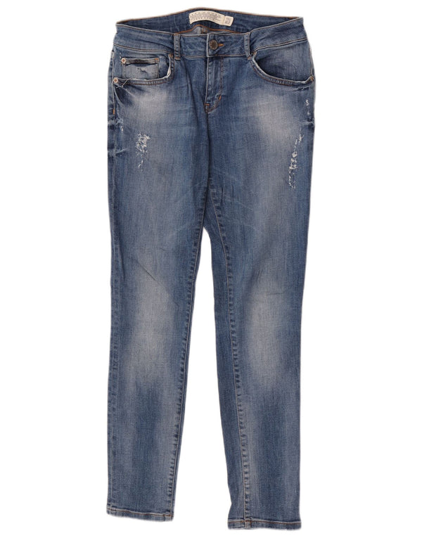 Zara Jeans ajustados desgastados para mujer EU 42 Large W32 L30 Algodón azul
