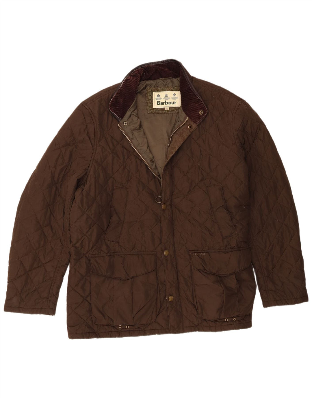 Barbour Mens Quilted Jacket UK 44 2XL Brown Polyester