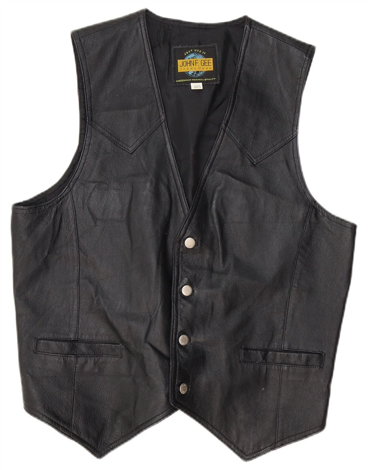 Gilet in pelle da uomo John F Gee in pelle nera media