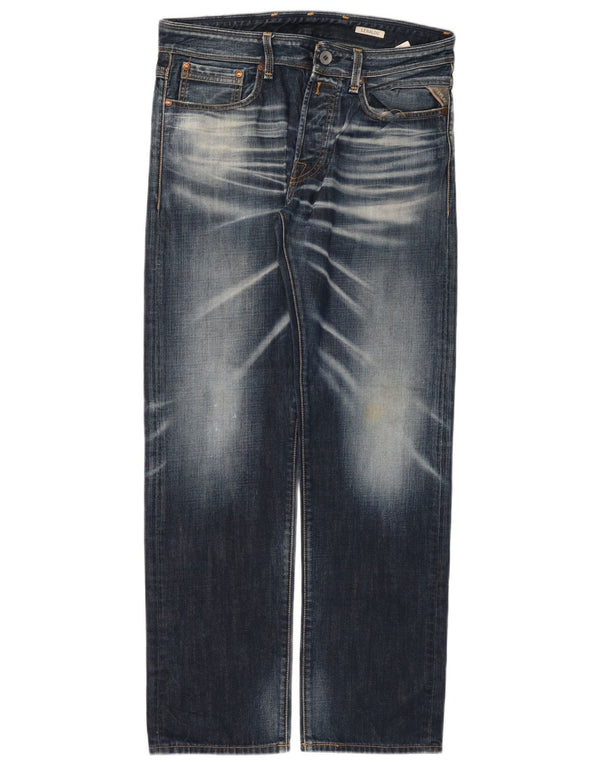 Replay Mens Lenaldo Straight Jeans W33 L32 Azul