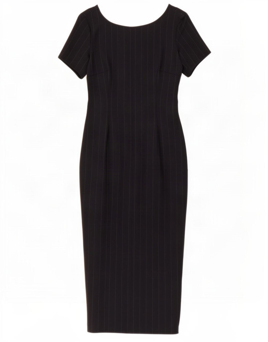 Vintage Womens Maxi Dress IT 42 Medium Navy Blue Pinstripe Wool