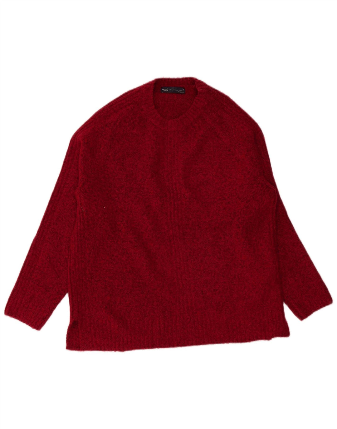 Marks & Spencer Womens Crew Neck Jumper Sweater UK 14 Medium Burgundy