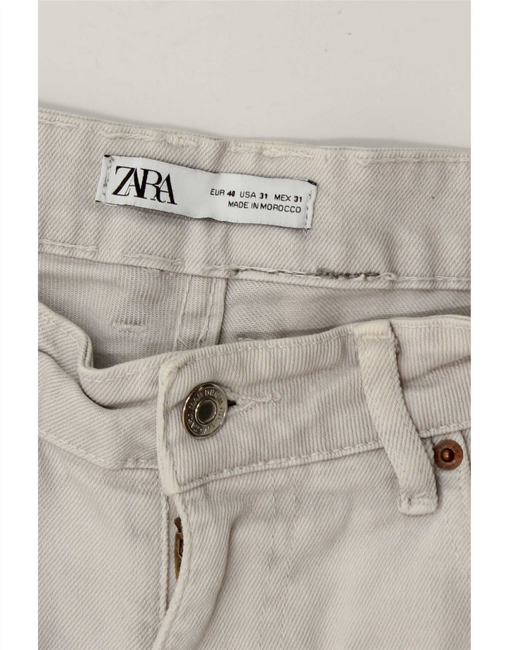 Zara Mens Denim Shorts EU 40 Medium W30 Beige Cotton