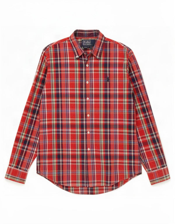 Polo Ralph Lauren Camicia da uomo su misura in cotone scozzese rosso medio